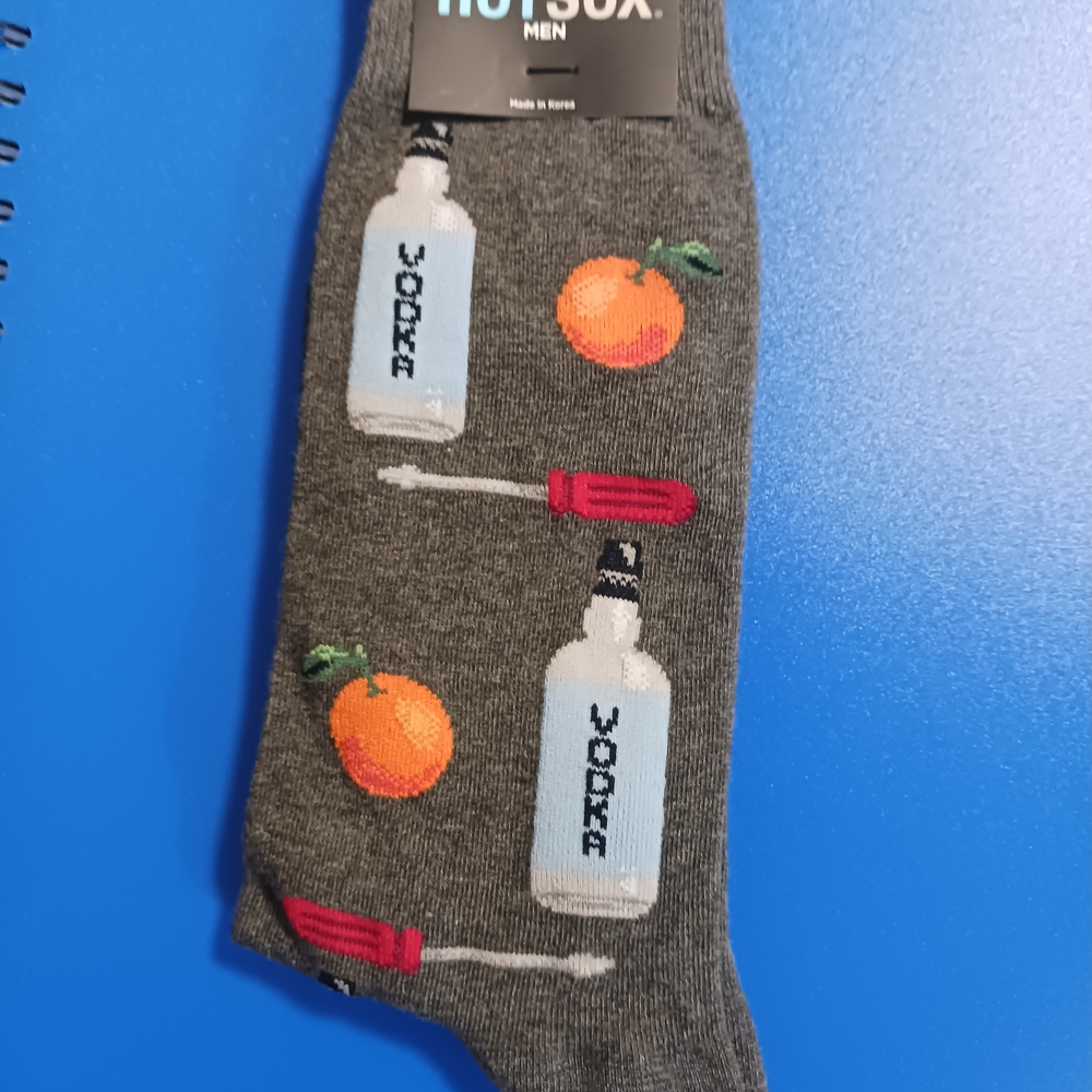 Hot Sox Men's Gray Vodka and Orange Socks